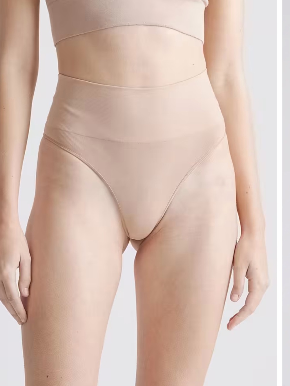 Quince Shaping High-Waisted Thong (3-Pack) Sz S sand New